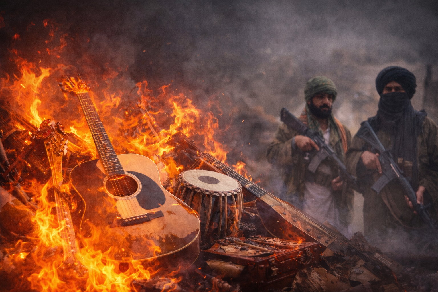 نهادهای موسیقی افغانستان آتش‌زدن هزاران ساز موسیقی توسط طالبان را محکوم کردند